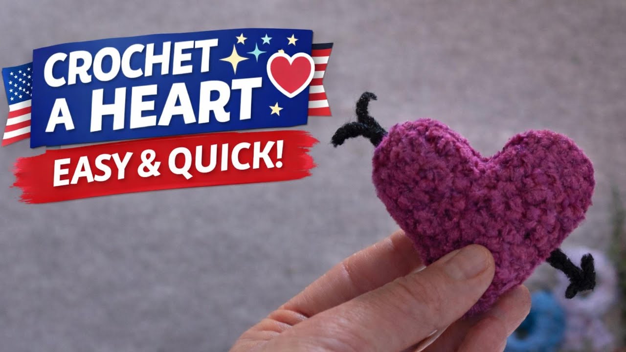 Crochet Heart 💗 Step-by-Step Tutorial – Easy for Beginners. #crochetheart  #crochetlove