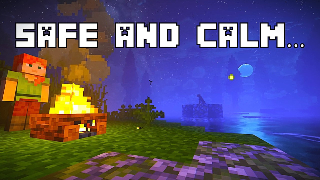 Safe & Calm... (Minecraft Soft Piano Music w/ Night Ambience For Sleeping)