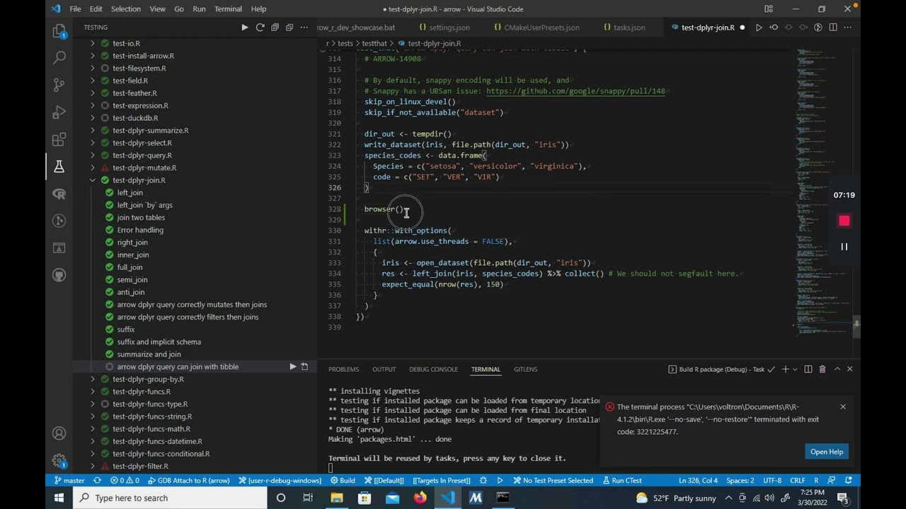 Apache Arrow Development on Windows RTools 4 0