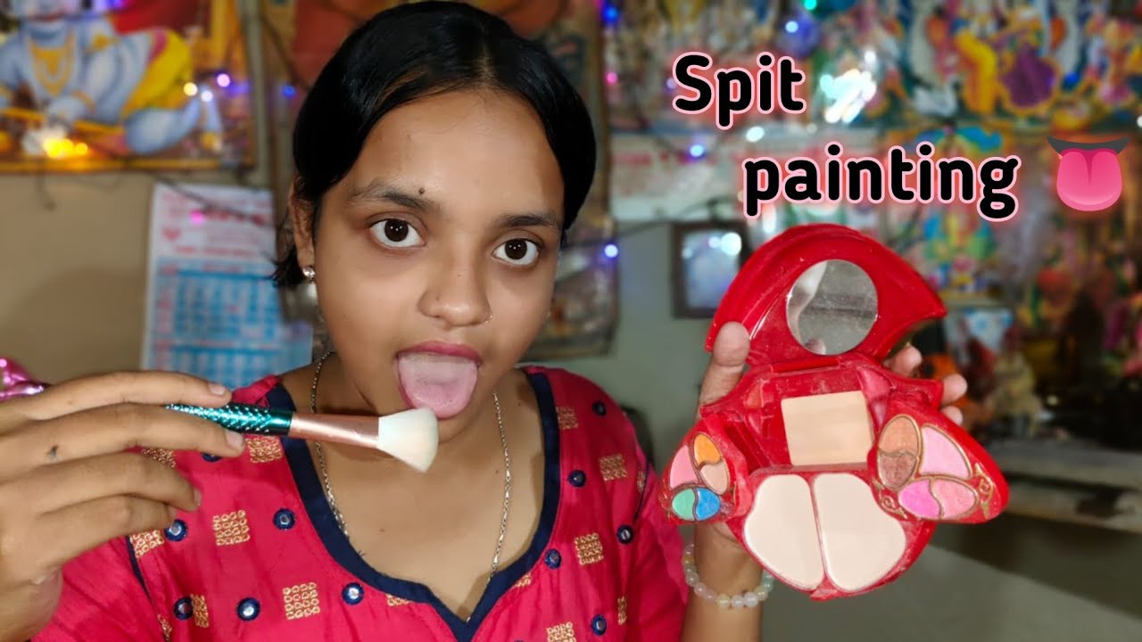 ASMR Spit painting makeup 🎨👅💄