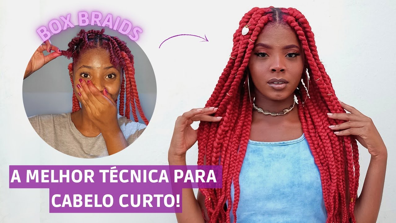 COMO FAZER TRANÇAS BOX BRAIDS SOZINHA EM CABELO CURTO | BIG BRAIDS