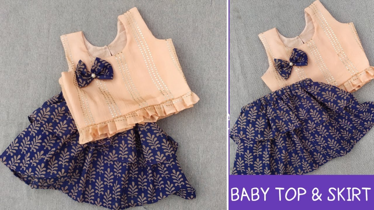 Baby top & skirt cutting and stitching || top and skirt design || kids fashion