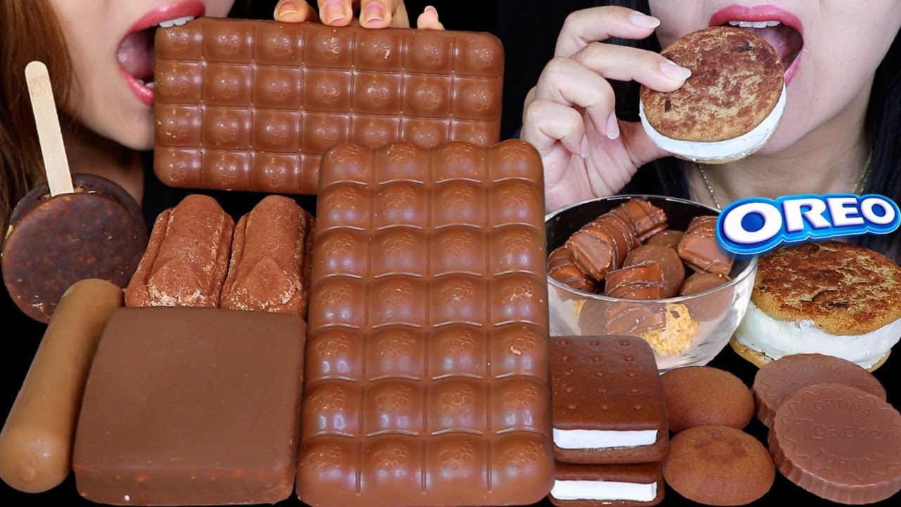 ASMR GIANT BUBBLY AERO CHOCOLATE BAR, MINI KINDER OREO COOKIE CEREAL, MINI ICE CREAM, KLONDIKE BAR먹방