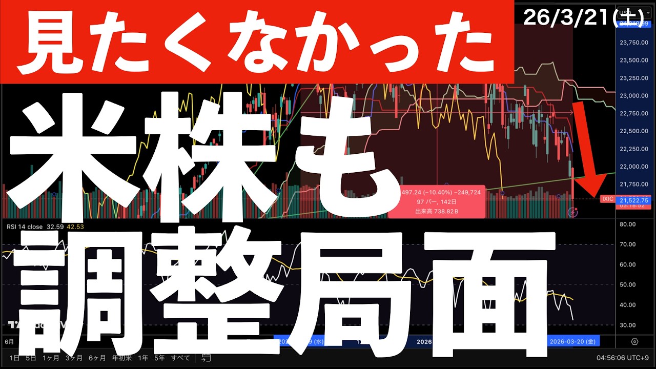 【見たくなかった】米主要指数の調整局面入り　#米国株 #日経平均 #sp500　#米国株 #日経平均 #sp500