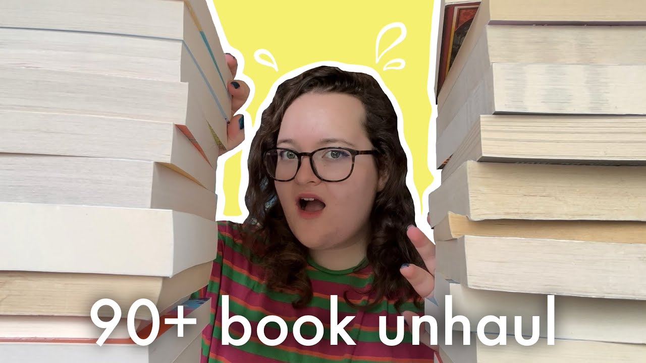 huge unhaul! clearing out 90+ books from my shelves | liv jones