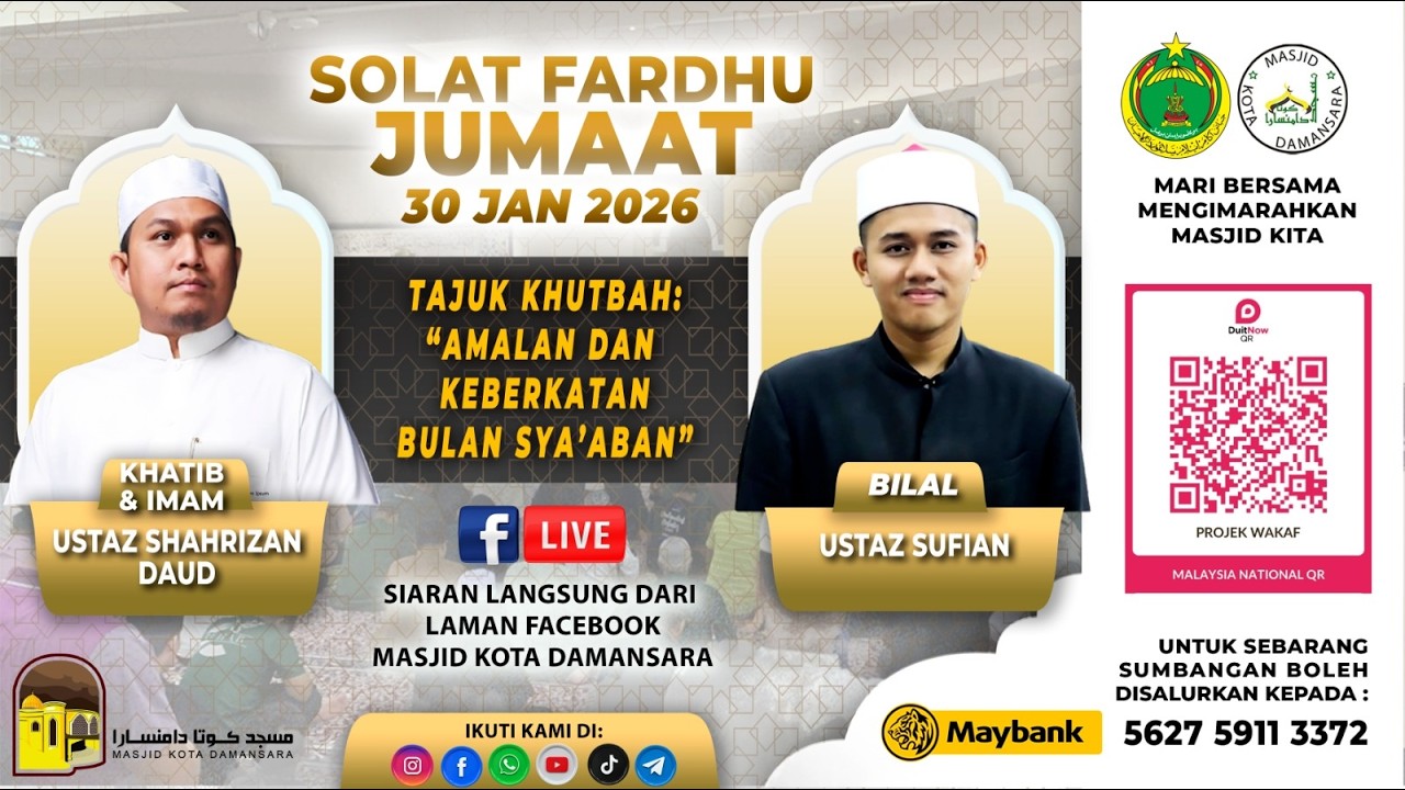 Siaran Langsung Tazkirah & Khutbah Jumaat  | Ustaz Shahrizan Daud | 30-1-2026