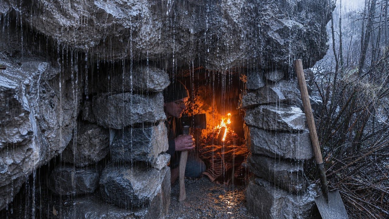 Caught in a Violent Mountain Rainstorm&hellip; Alone in a Cave Fighting to Survive!