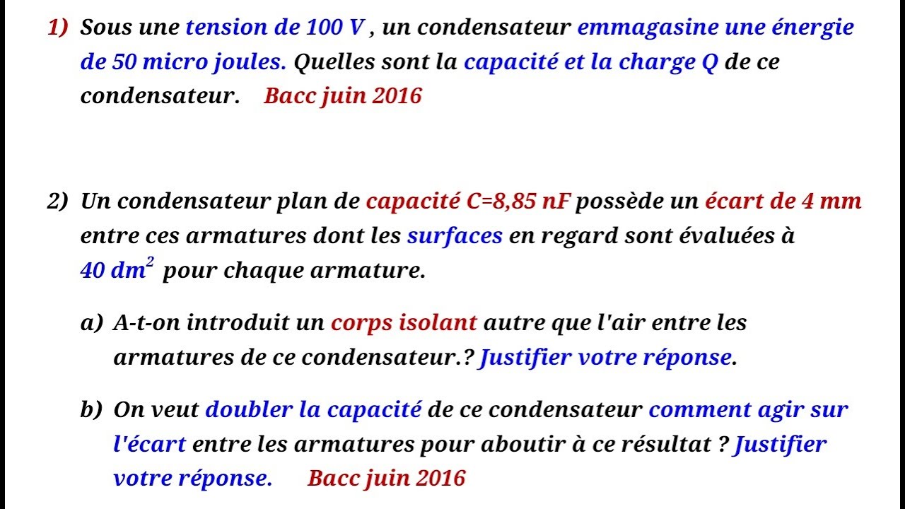 Condensateur// correction exo bacc 2016