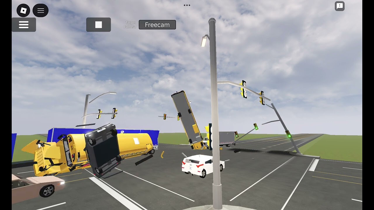 TWO SCHOOLS BUS FALLS DOWN FROM THE SKY This is in car crash studio