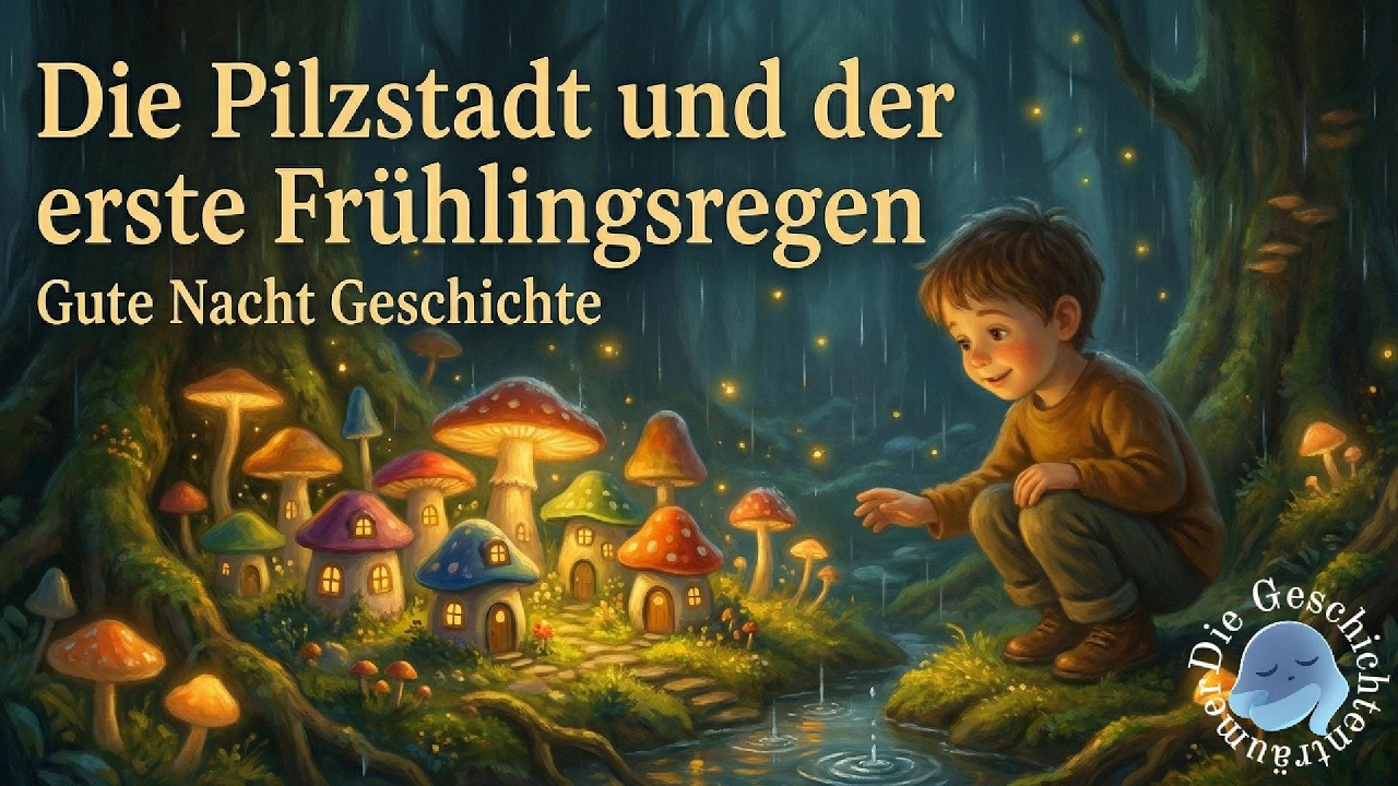Die Pilzstadt und der erste Frühlingsregen – Eine sanfte Gute-Nacht-Geschichte