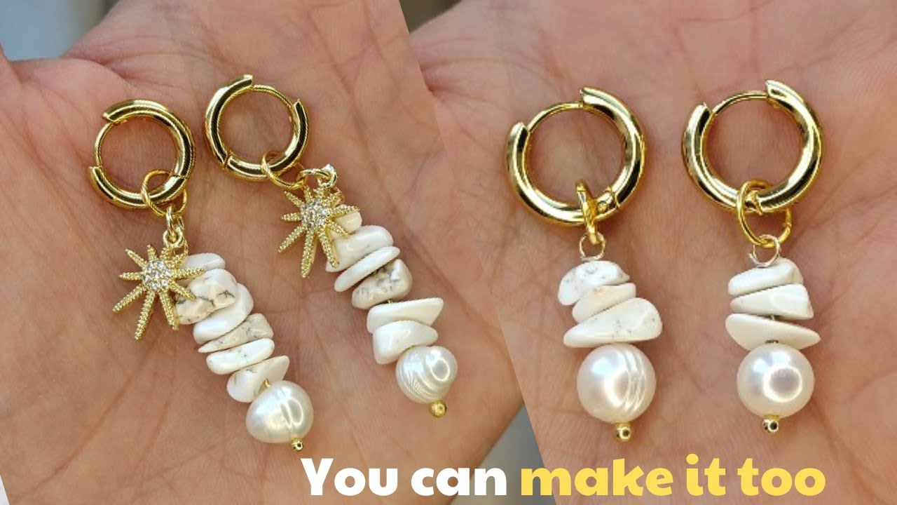 How to Make Pearl & Howlite Earrings | DIY Gemstone Jewelry/How to make jewelry