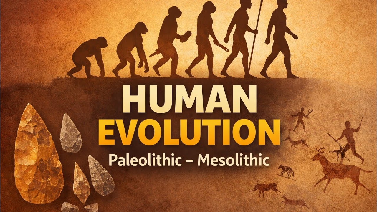 Human Evolution & Stone Age Explained | Paleolithic to Mesolithic Class 6 Ancient History Malayalam 