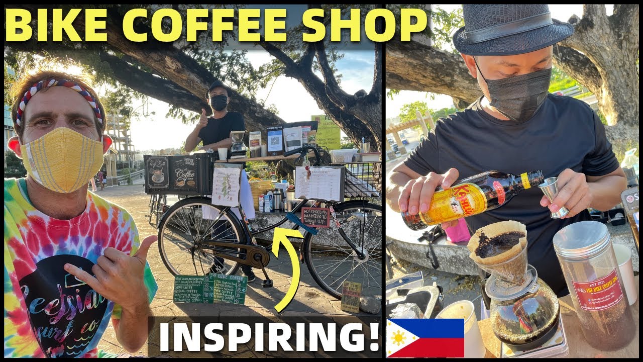 LOST HIS JOB - Filipino Bike Coffee Shop... Street Vendor In Cagayan de Oro (UNIQUE!)