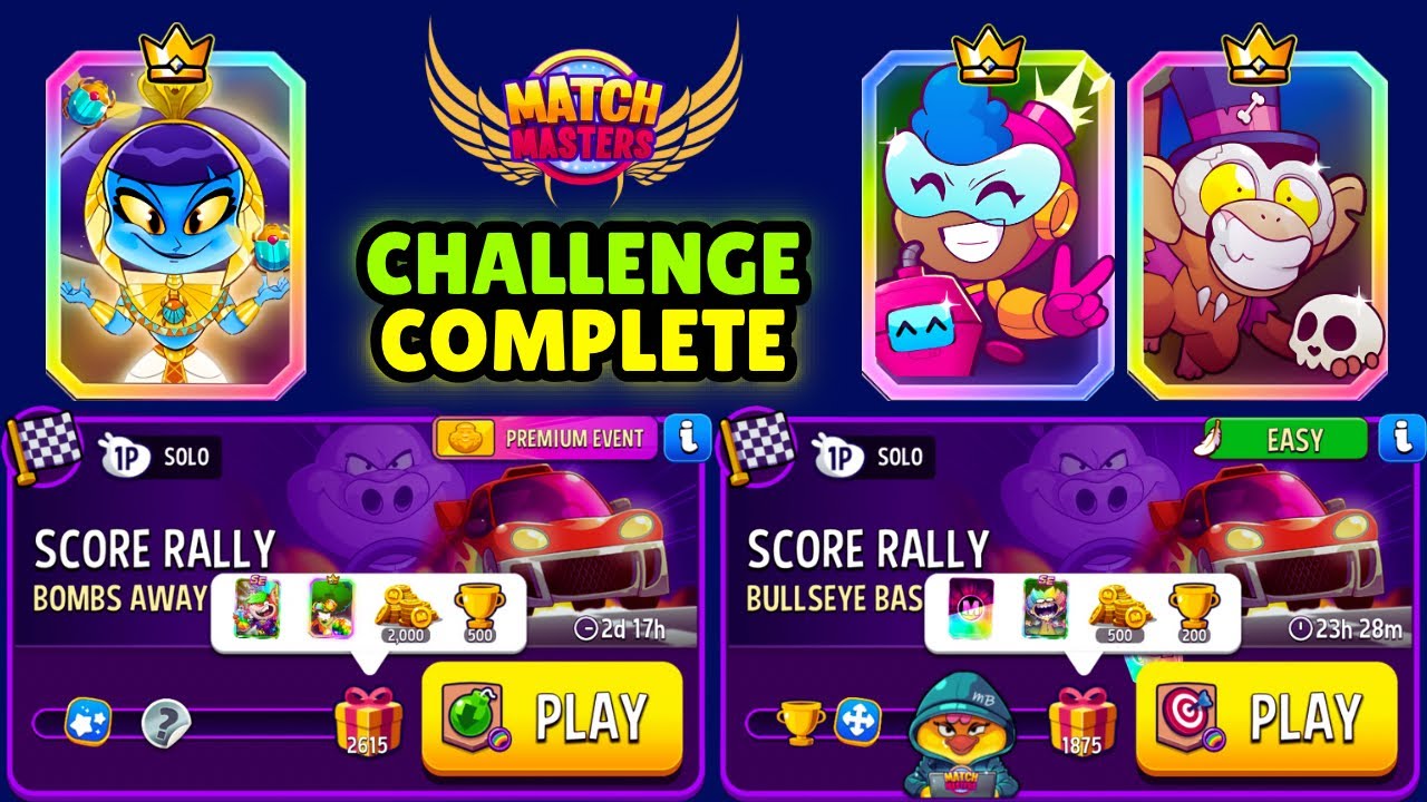 x2 Solo Challenge Score Rally/ Bullseye Bash + Rainbow 1875p/ Premium Bombs Away + Rainbow 2615p