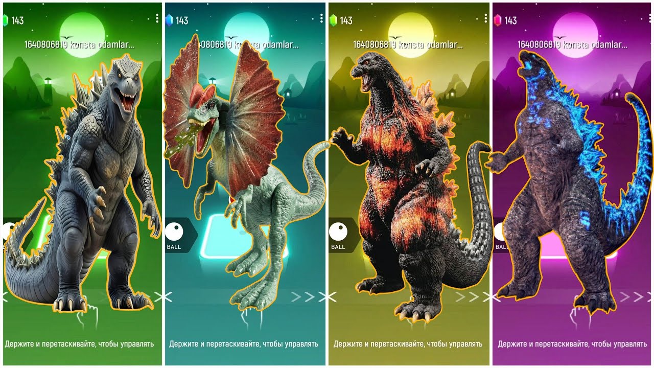 Godzilla 🆚 Spinosaurus 🆚 Godzilla 🆚 Godzilla 🎶 Tiles Hop Edm Rush