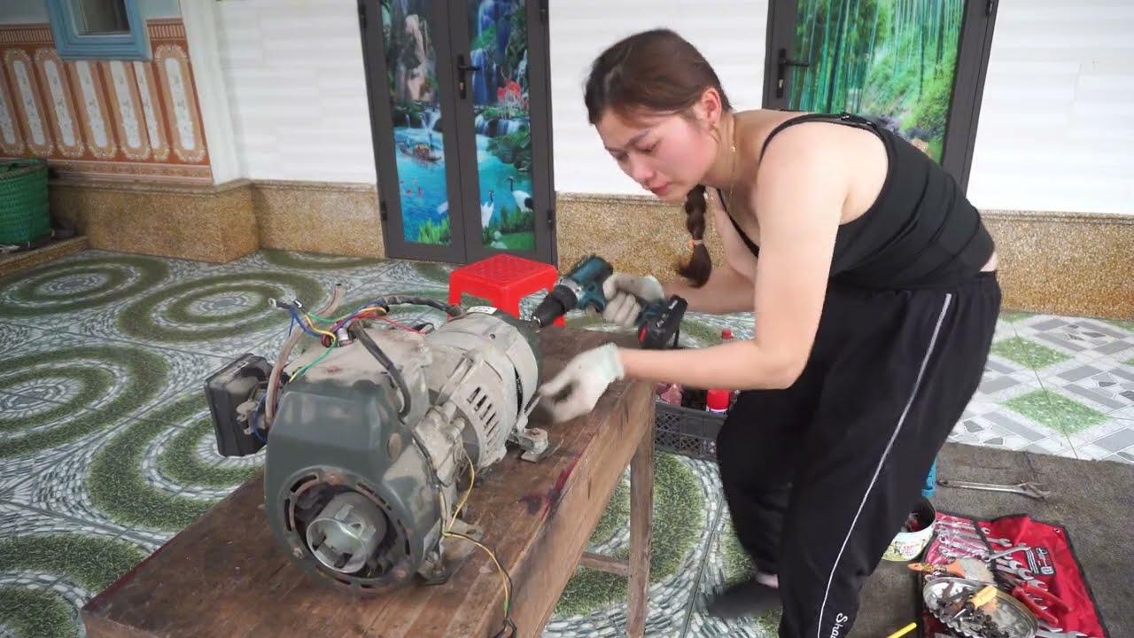 Techniques for repairing and restoring old broken 220V mini generators _ Girl Mechanical