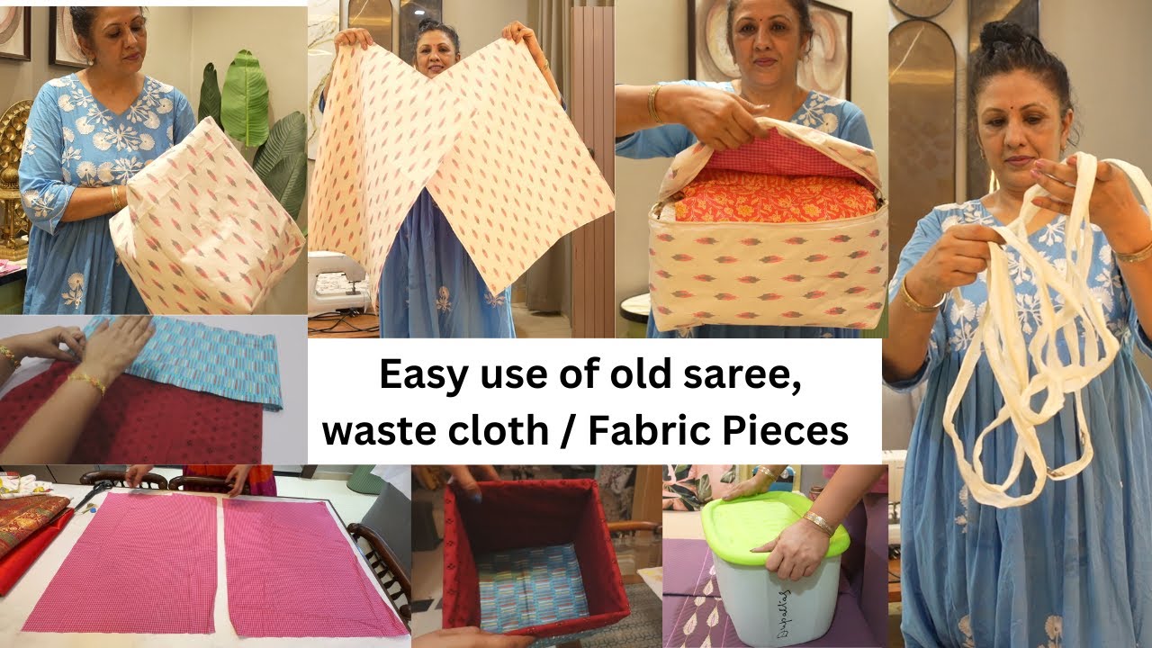 पुरानी साड़ी , बेकार कपड़े का आसान इस्तेमाल घर में || Reuse Old Saree/ Fabric Pieces || Easy DIY