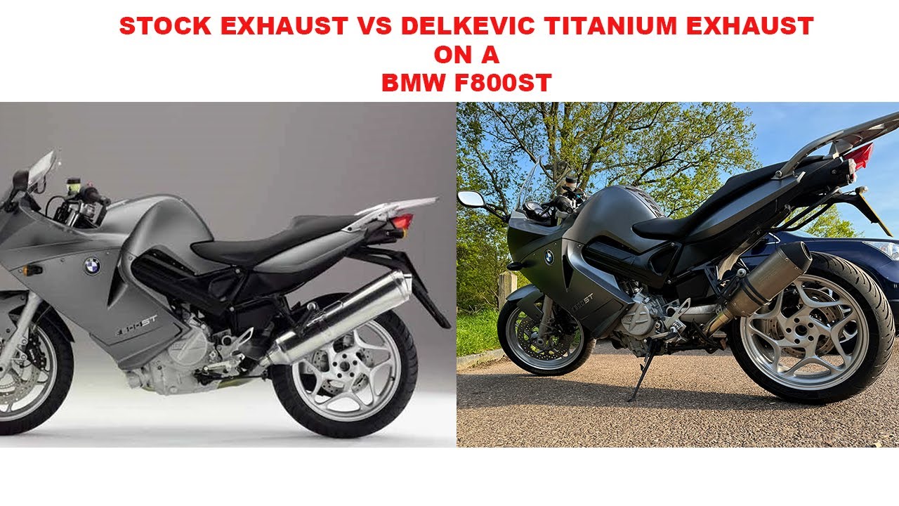 BMW F800ST Stock Exhaust VS Delkevic X Oval Titanium Exhaust