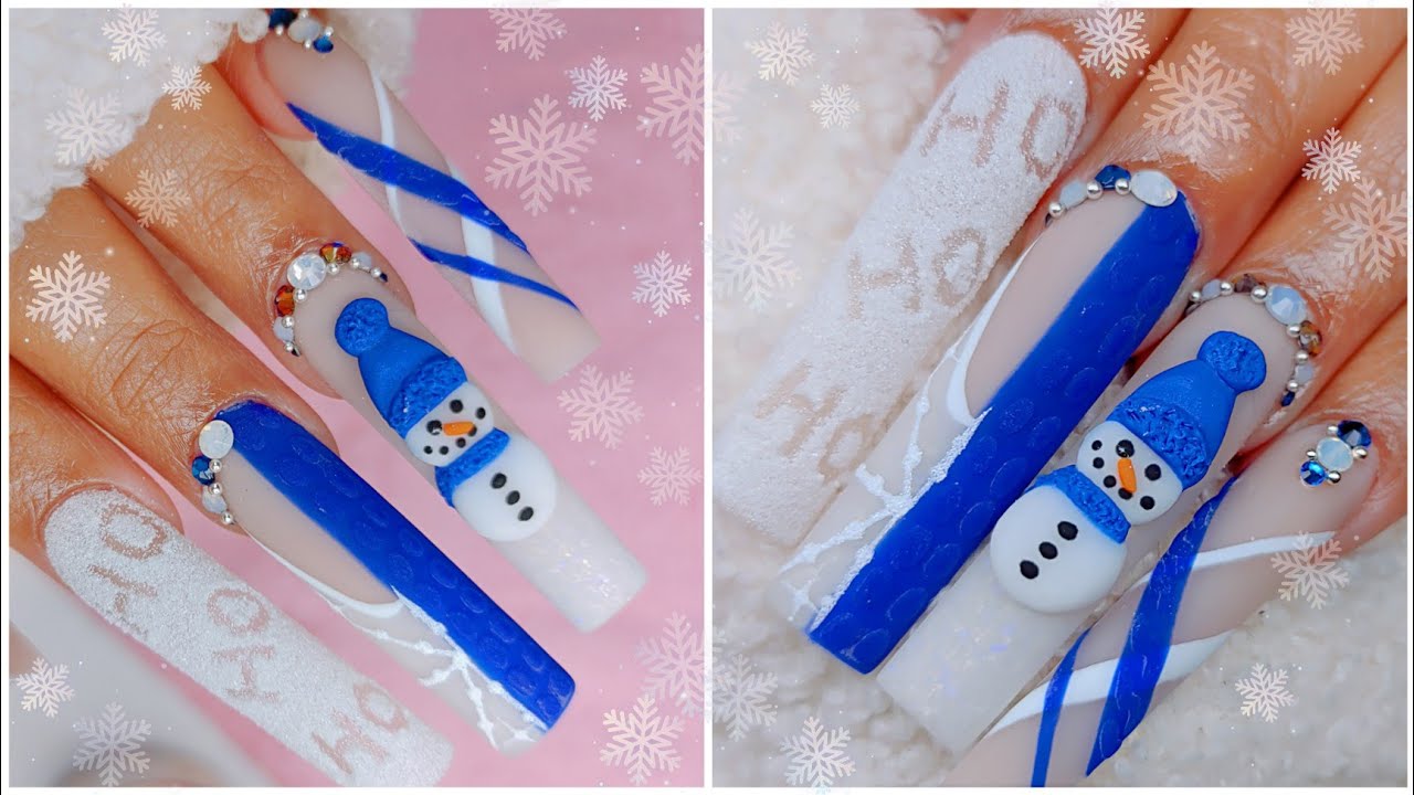 CHRISTMAS ACRYLIC NAILS/ HOW TO 3D SNOWMAN☃️/ ACRYLIC NAIL TUTORIAL FOR BEGINNERS