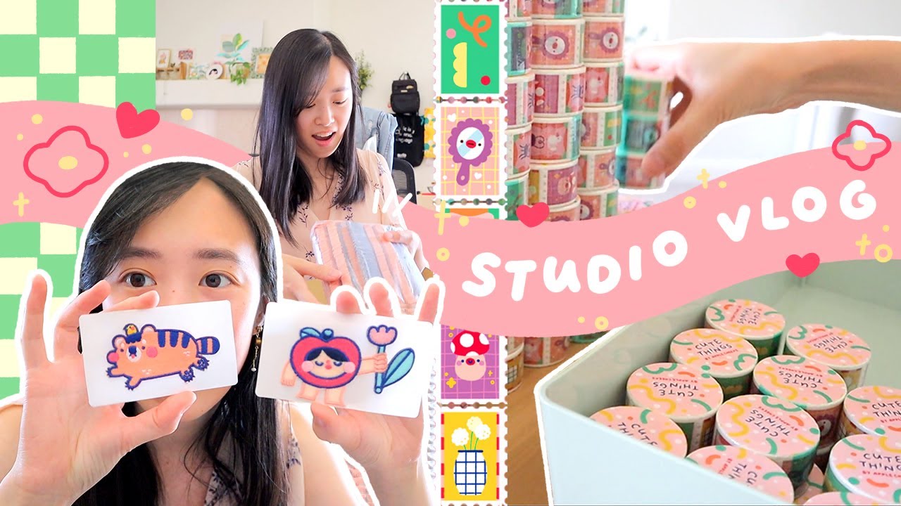 ☀ STUDIO VLOG ☀ Unboxing Washi Tape & Patches, Designing New Stickers, Counting Inventory, & more!