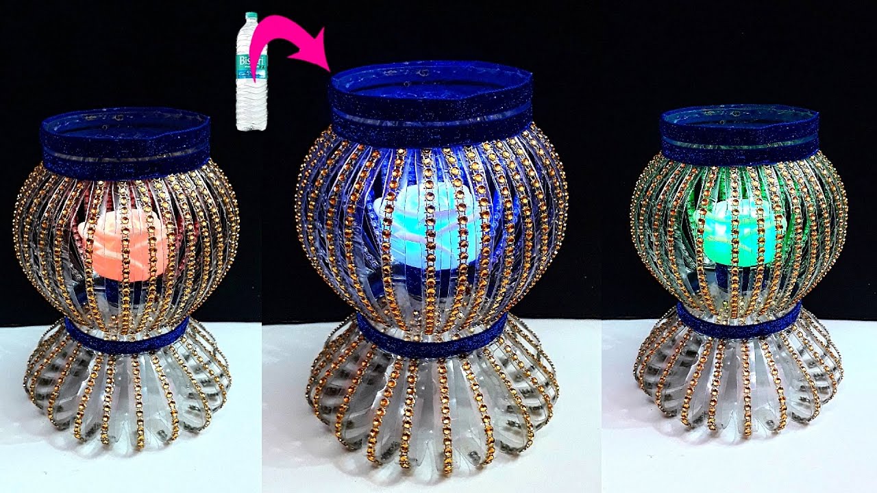 DIY- Lantern/Tealight Holder made from waste Plastic Bottle|Best out of waste-room decoration ideas