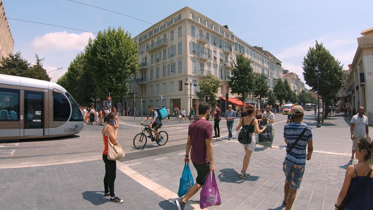 Walking Nice, France - MAIN SHOPPING STREET Avenue Jean Médecin