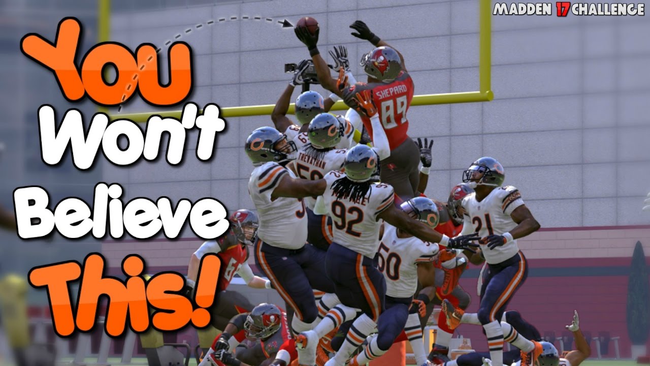 CAN I CATCH A TOUCHDOWN BY THROWNG THE FOOTBALL OFF OF THE FIELD GOAL POST?? Madden 17 Challege!!
