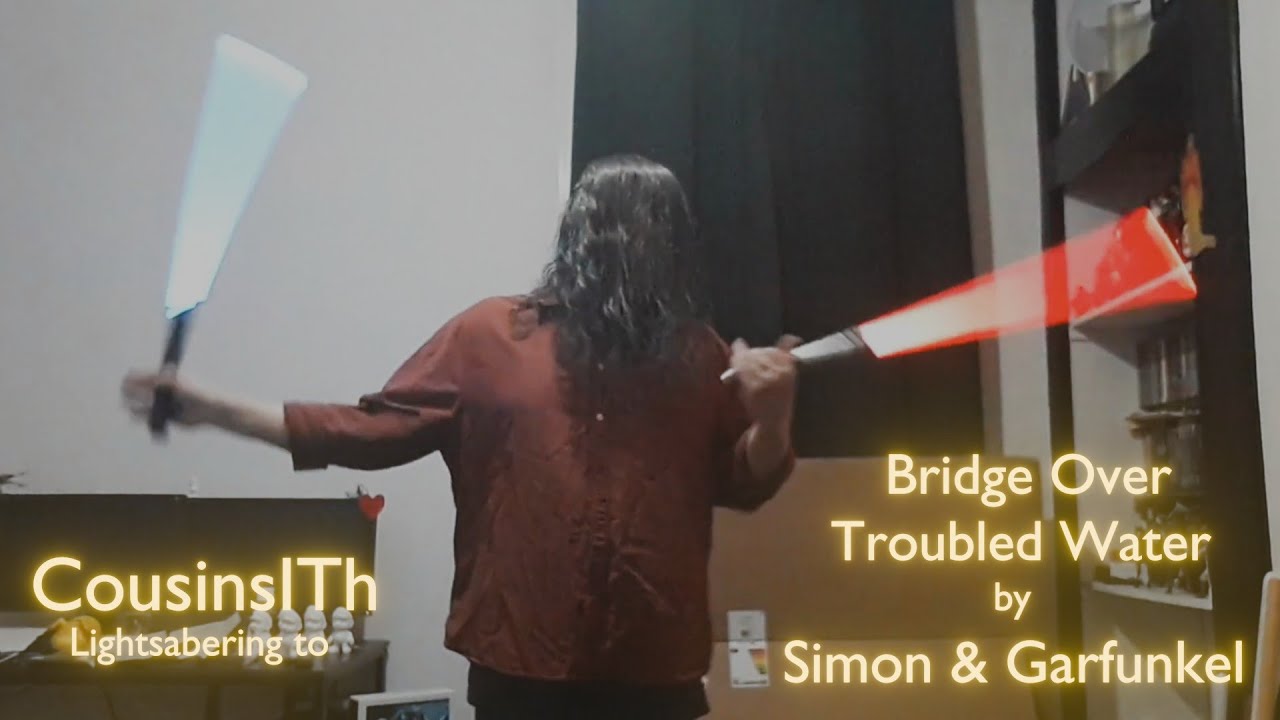 Spinning lightsabers to 'Bridge Over Troubled Water' by Simon & Garfunkel.
