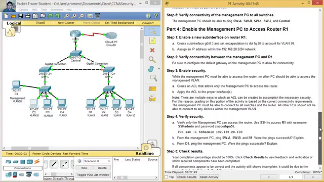 6.3.1.3 Packet Tracer - Layer 2 VLAN Security