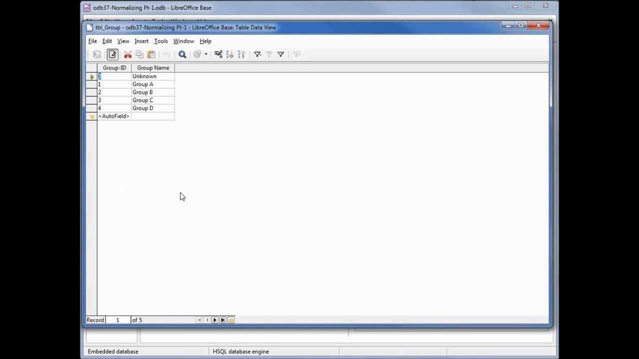 LibreOffice Base (37) Normalizing Part 1
