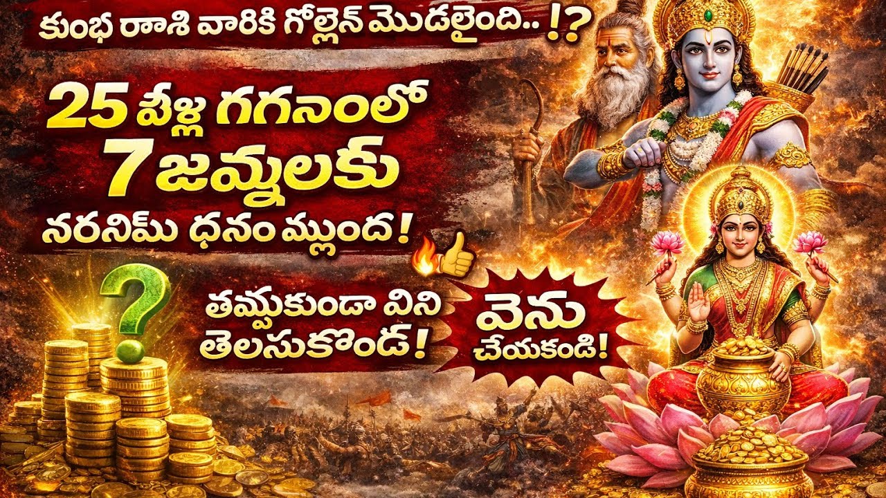 కుంభ రాశి వారికి గోల్డెన్ టైమ్ మొదలైంది! 25 ఏళ్ల తర్వాత 7 జన్మలకు సరిపడా ధనం? 😱||Kumbha Rasi 2026