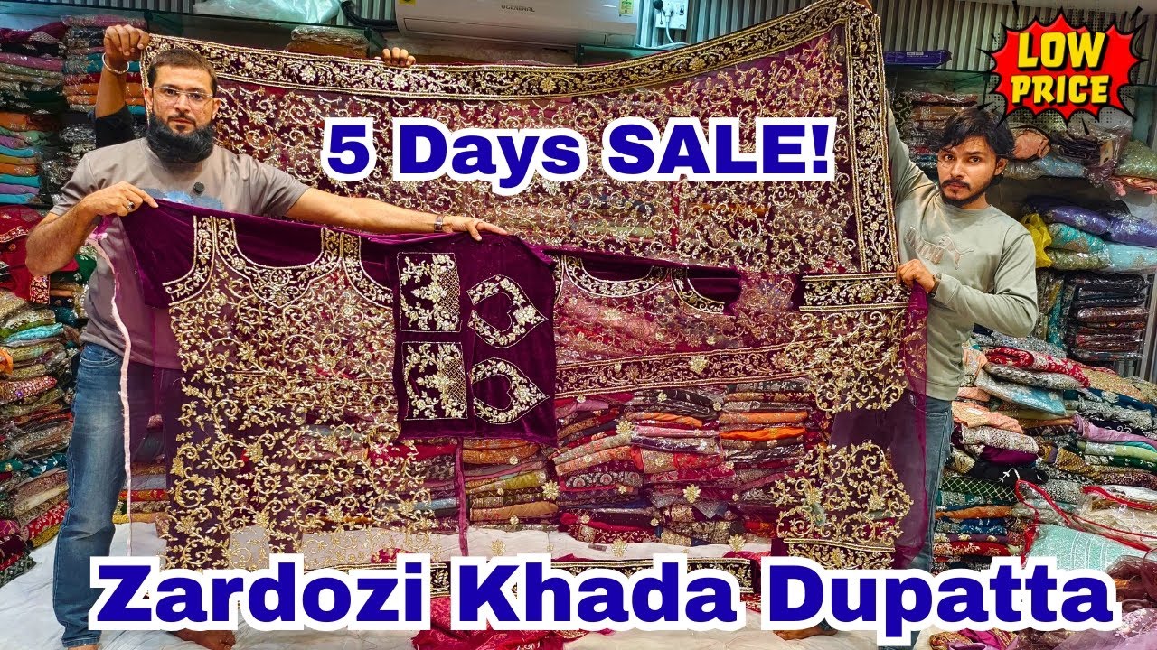 Khada Dupatta Only ₹4550/- | 5 Days Mega SALE | Zardozi Lahenga Bridal Dresses Hyderabad