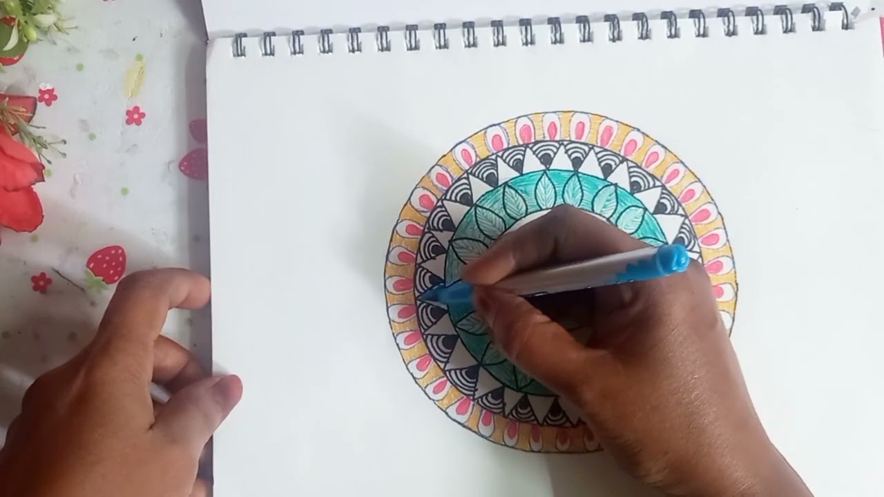 How to draw a Mandala Art for Beginners Step-by-Step |  Abstract Mandala art Colorful mandala art