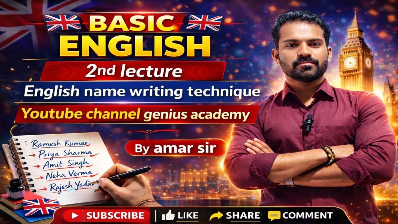 Lecture 2nd Basic english (English Name Writing Technique) सीखें एकदम ज़ीरो से 