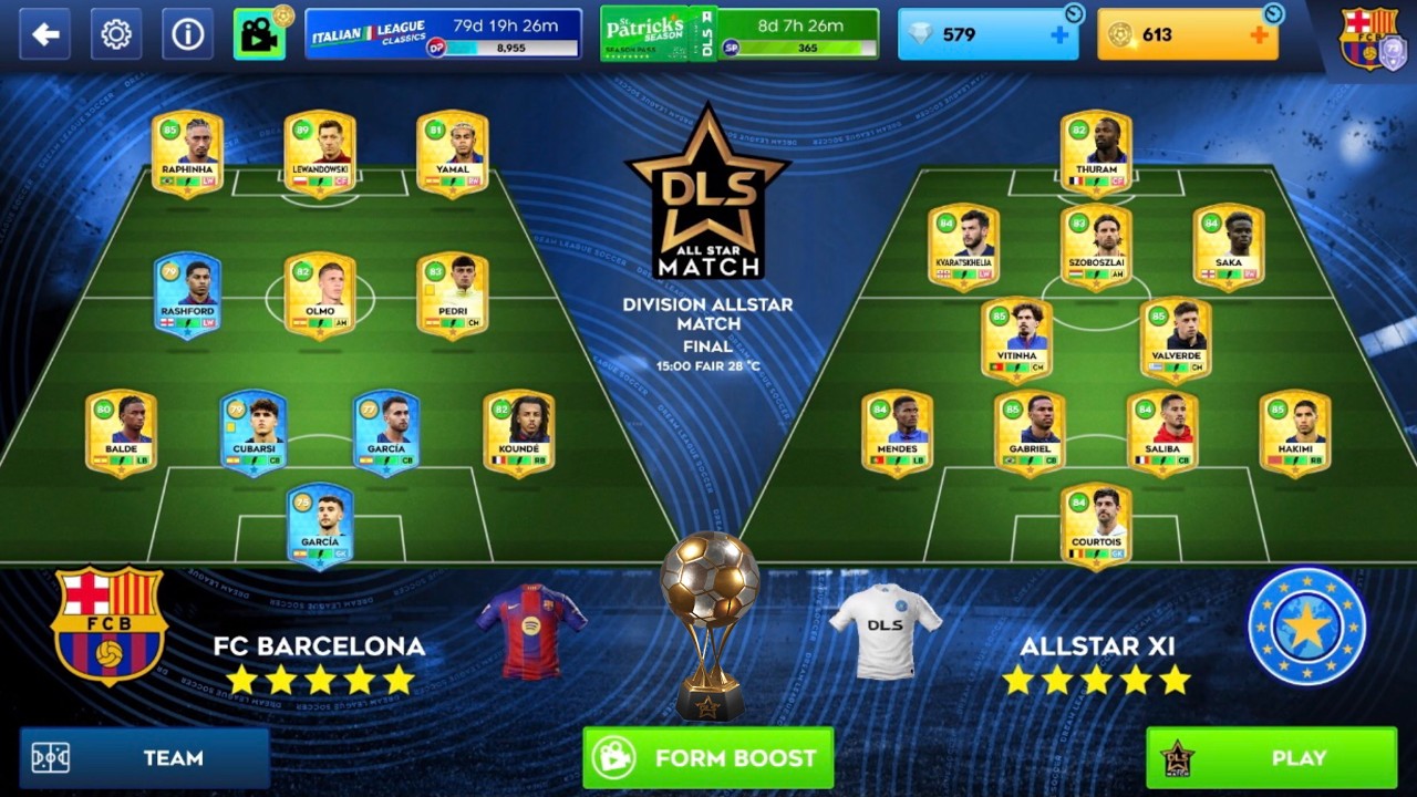 Dls 26 | Fc Barcelona Vs Allstar XI Vs Roma | Division Allstar Match Final🏆🔥