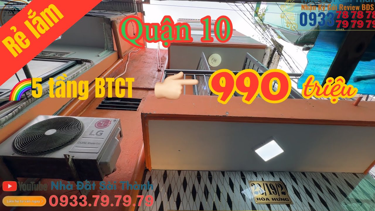 Quận 10. 🔥Giảm 30% còn dưới 1 tỷ nhà 5 tầng BTCT, nhà phường Hoà Hưng gần CLB Lan Anh #0933797979 