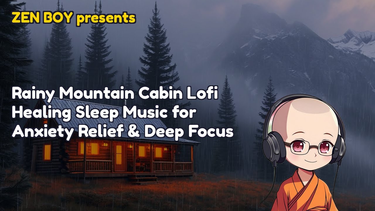 Rainy Mountain Cabin Lofi 🏔️ Healing Sleep Music for Anxiety Relief & Deep Focus (2 Hours)