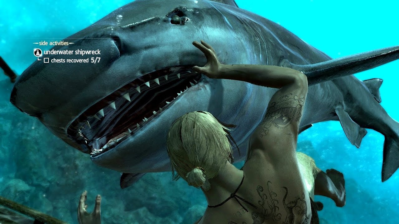 Assassin's Creed 4 Shark Attacks , Easter Egg & Antocha Wreck