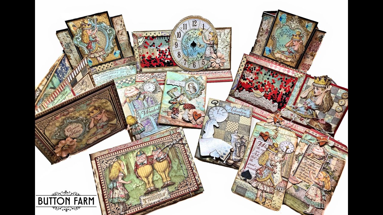 Stamperia Alice Through the Looking Glass Card Kit for The Button Farm Club