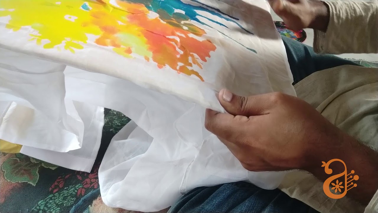 দেখুন কিভাবে পাঞ্জাবিতে আকে, how to paint on panjabee, abstract hand paint, step by step