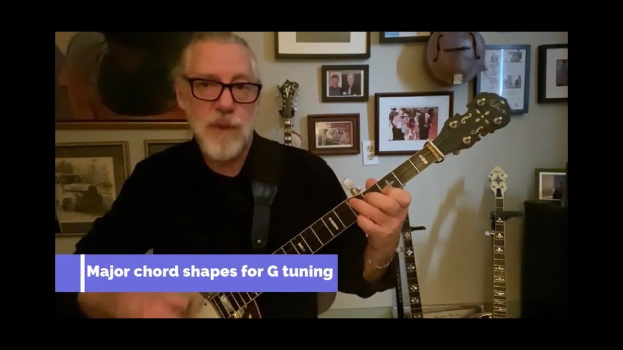 Major chord shapes for banjo in G tuning