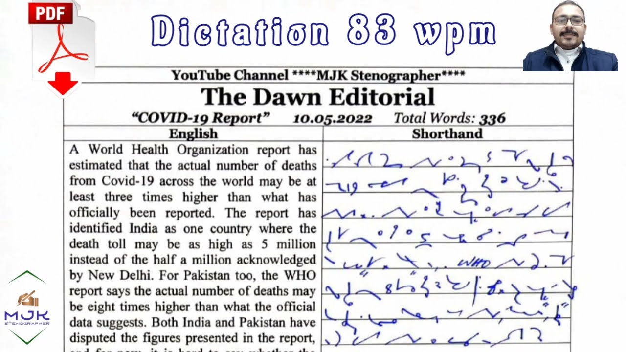 #349 | 80 WPM Shorthand Dictation in English - MJK Stenographer