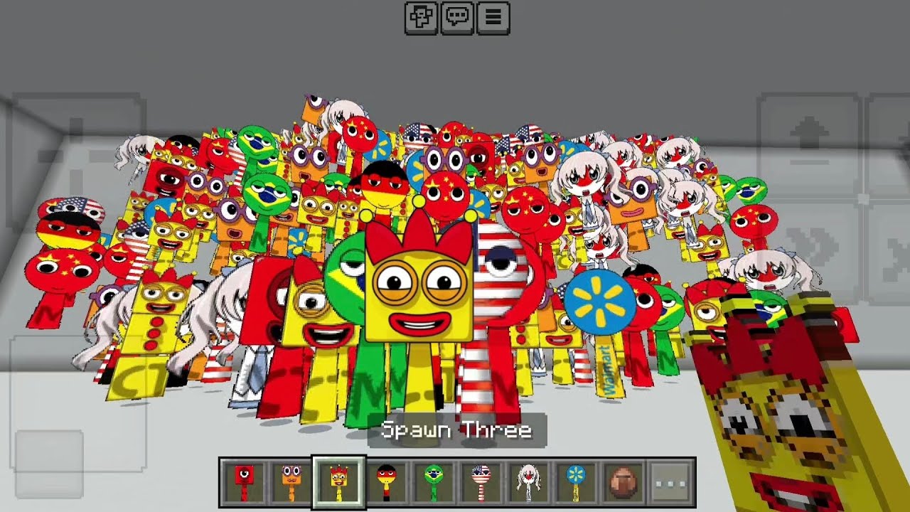 Sprunki OC Three из Numberblocks добавлен в Minecraft PE