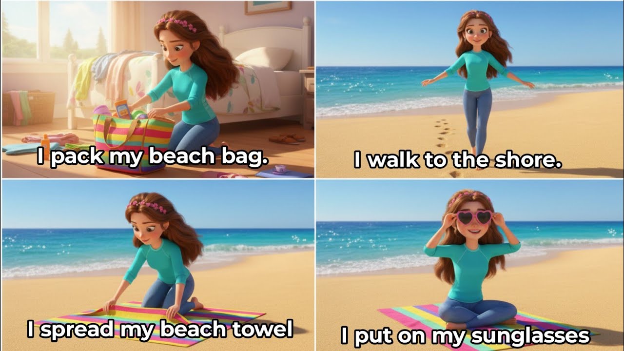 Learn English at the Beach 🌊 | Easy English Sentences