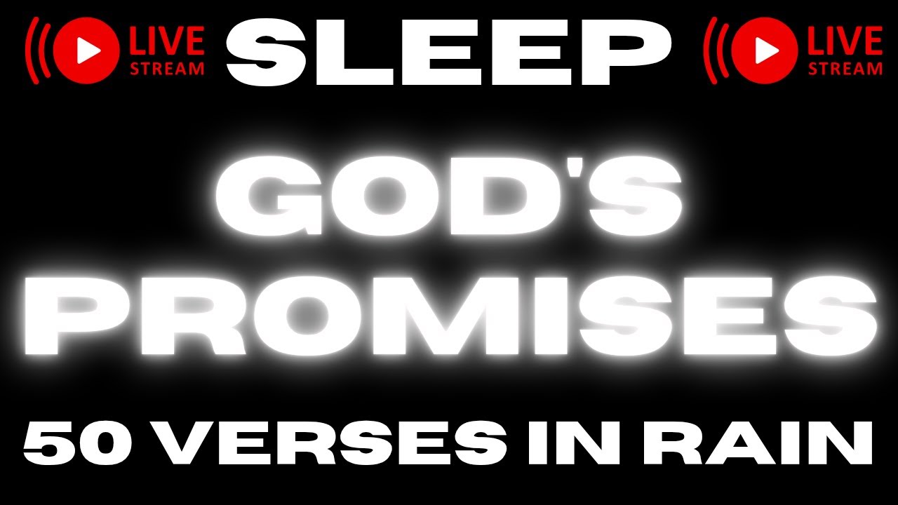 50 Bible Verses of God's Promises with Rain Sound and Calm Music | Pure Black Screen