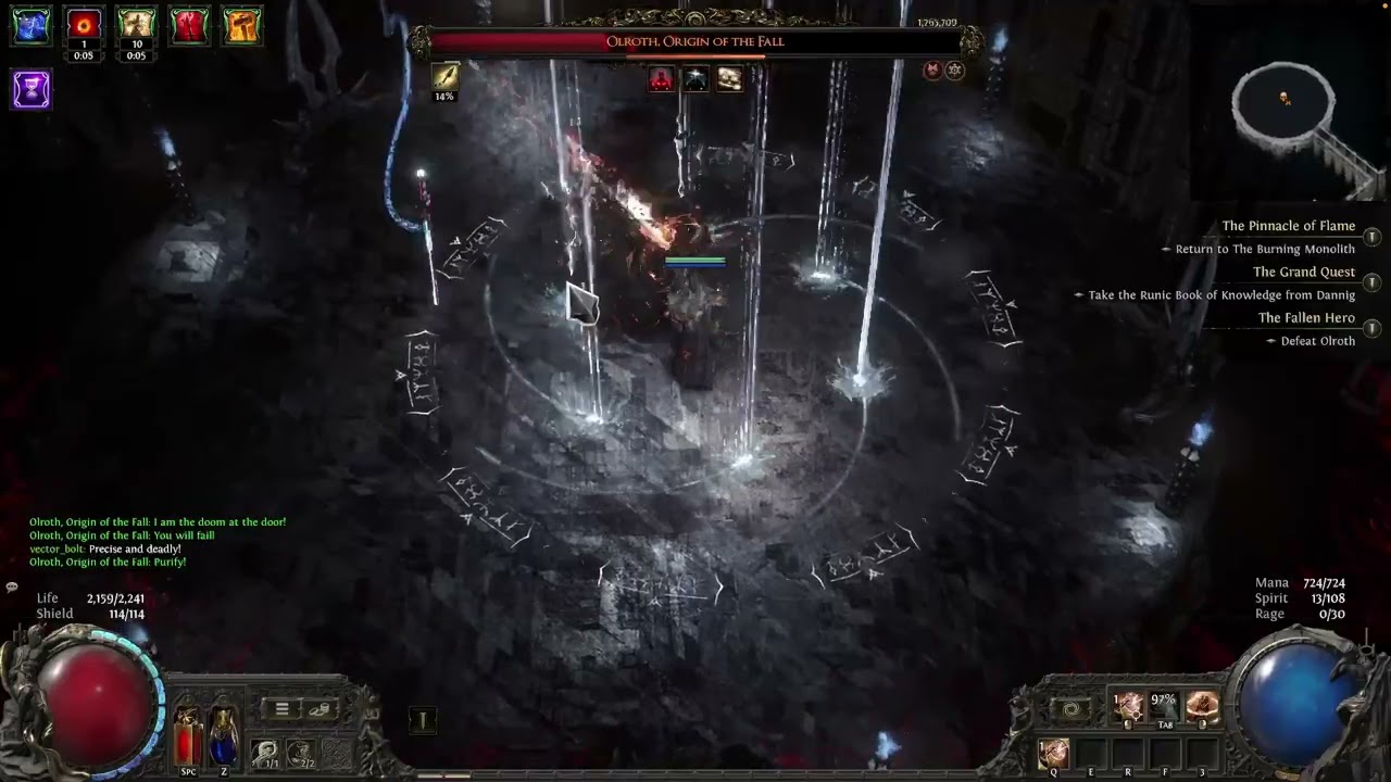 POE2 0.3: Olroth T1 (Expedition Boss) vs. High Velocity Round + Resonating Shield (Tactician Merc)