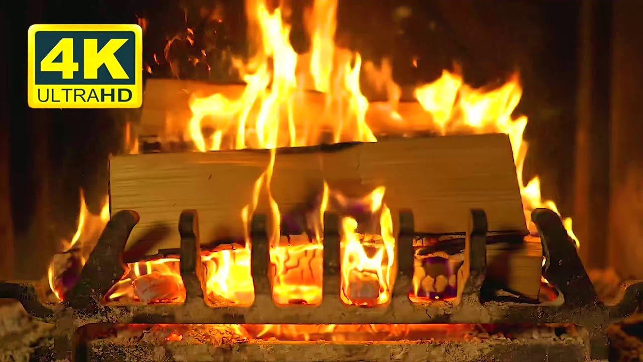 Cozy Fireplace 4K (12 HOURS). Fireplace with Crackling Fire Sounds. Fireplace Ambience