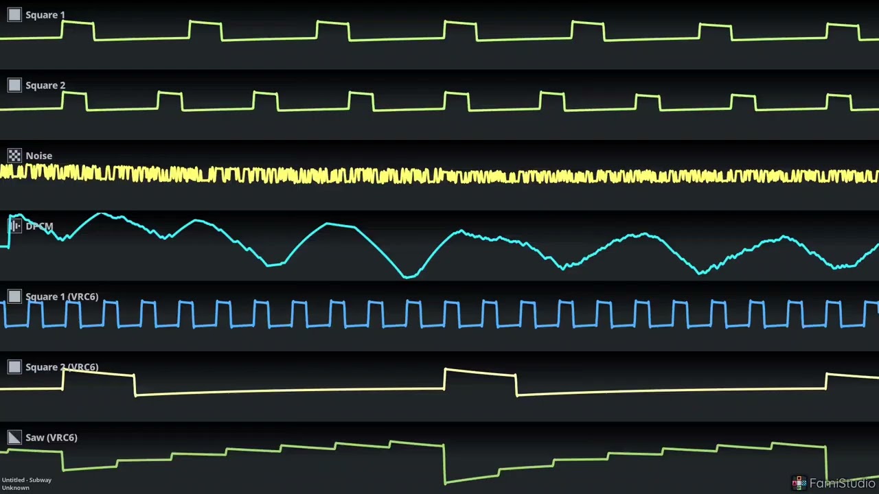 [FamiStudio] Nice OST - Subway - Oscilloscope View (2A03 + VRC6)