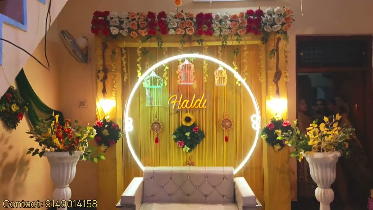 New Haldi Stage Program 💛 Haldi Ceremony/ Ring light decorations /Flowers decorations #haldi #aonla