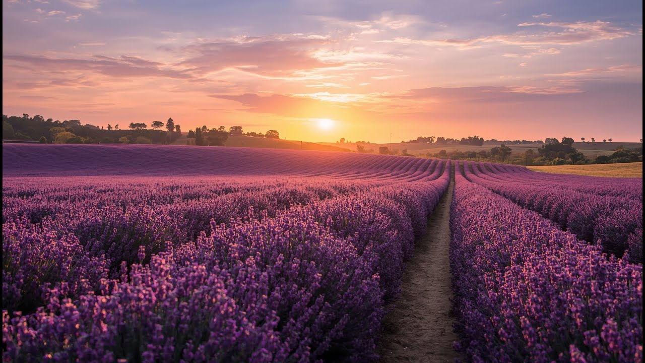 🌸 M&uacute;sica Relajante con Campo de Lavanda | Calma, Sue&ntilde;o y Meditaci&oacute;n en Vivo